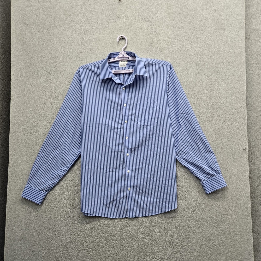 Brooks Brothers Men Button Up Shirt 17-6/7 Blue Striped 1818 Regent Fit